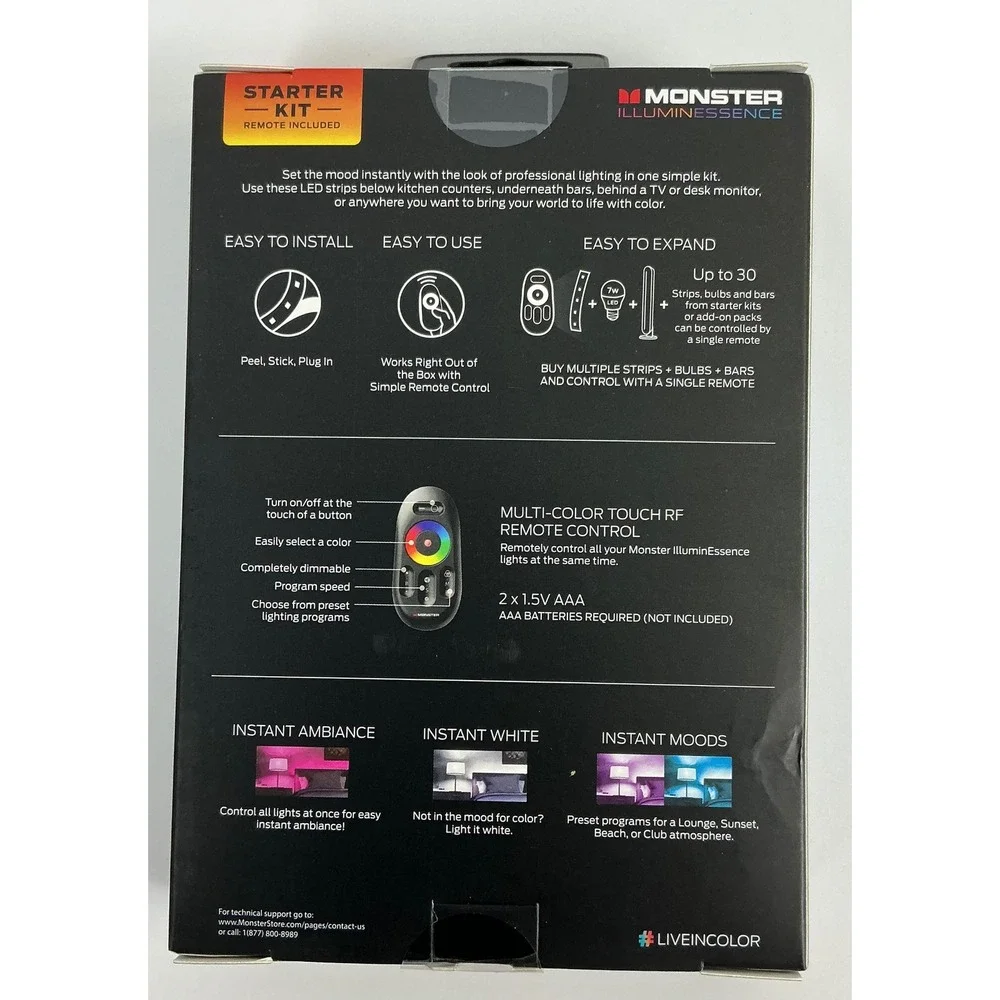 Monster Illuminessence LED Strip Light Kit with‎ Remote Control Starter Kit
